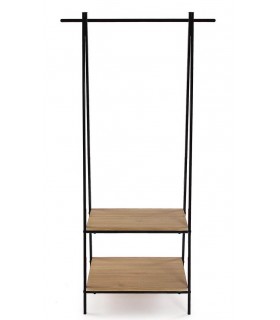 Perchero tipo burro madera imitación roble tostado metal negro mdmhogar