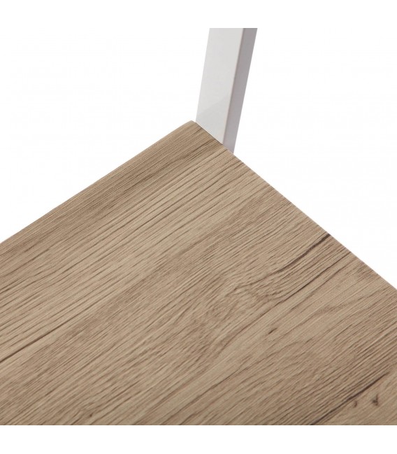 Perchero tipo burro madera mdf imitación roble natural metal blanco mdmhogar