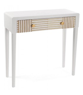 CONSOLA DE ENTRADA 80 X 31 X 80 LIPSIA MADERA LACADA BLANCO Y ORO