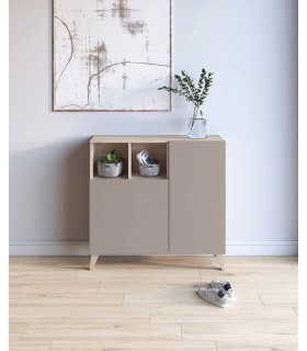 Zapatero color gris e imitación madera roble natural. 12/14 pares mdmhogar