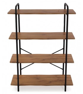 Librería estantería madera mdf imitación roble tostado y metal negro mdmhogar