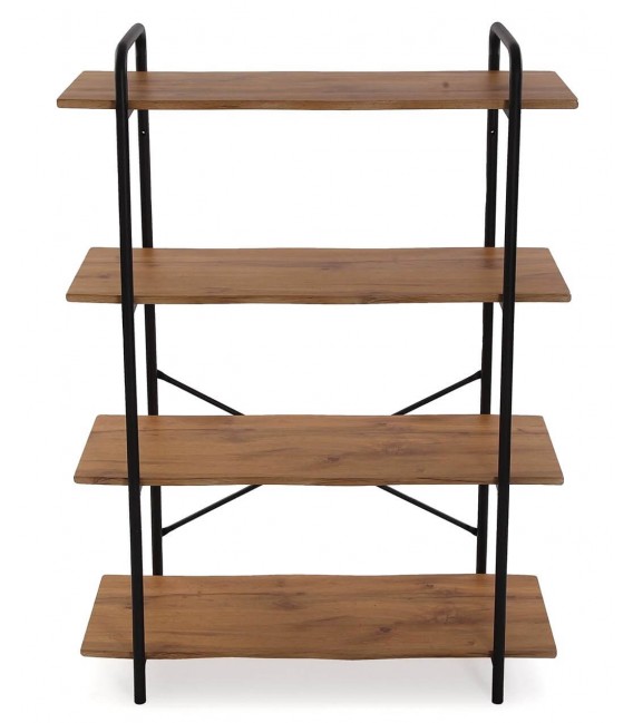 Librería estantería madera mdf imitación roble tostado y metal negro mdmhogar