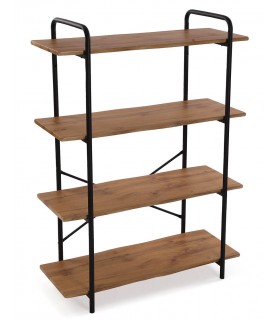 Librería estantería madera mdf imitación roble tostado y metal negro mdmhogar