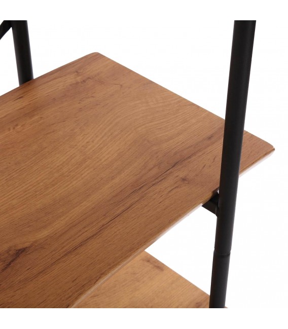 Librería estantería madera mdf imitación roble tostado y metal negro mdmhogar