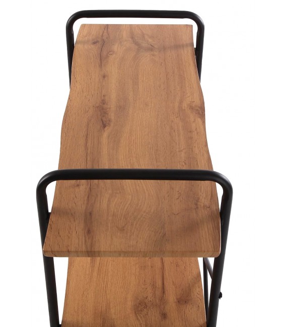 Librería estantería madera mdf imitación roble tostado y metal negro mdmhogar