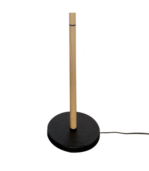 Lámpara de pie realizada en metal negro y madera natural orientable mdmhogar