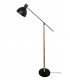 Lámpara de pie realizada en metal negro y madera natural orientable mdmhogar