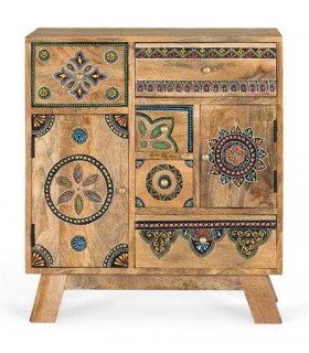 Taquillón madera maciza con todos los detalles pintados a mano mdmhogar