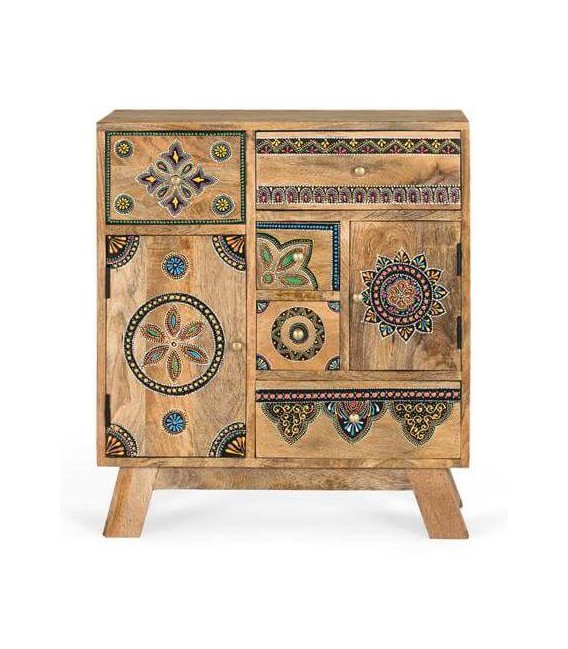 Taquillón madera maciza con todos los detalles pintados a mano mdmhogar