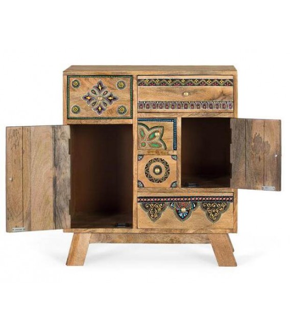 Taquillón madera maciza con todos los detalles pintados a mano mdmhogar