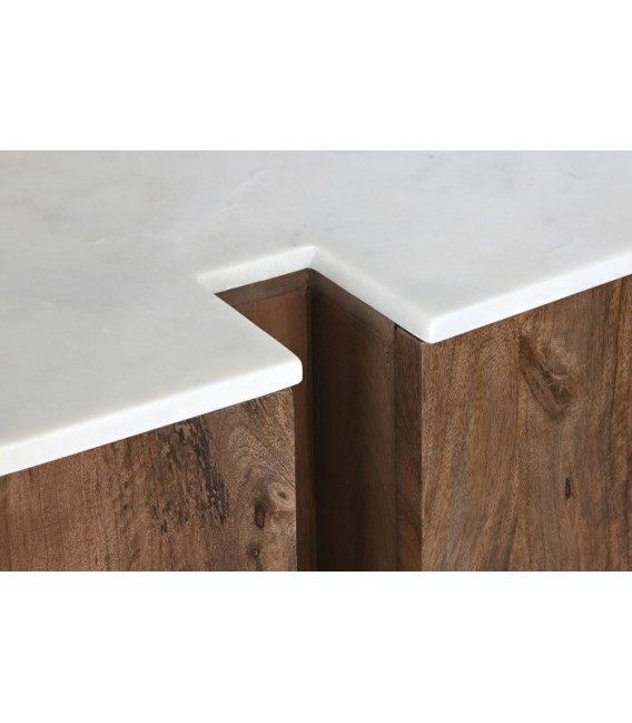 Aparador original madera de mango color nogal tapa en mármol blanco mdmhogar