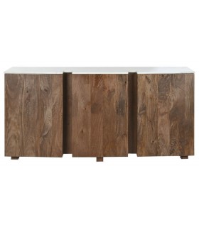 Aparador original madera de mango color nogal tapa en mármol blanco mdmhogar