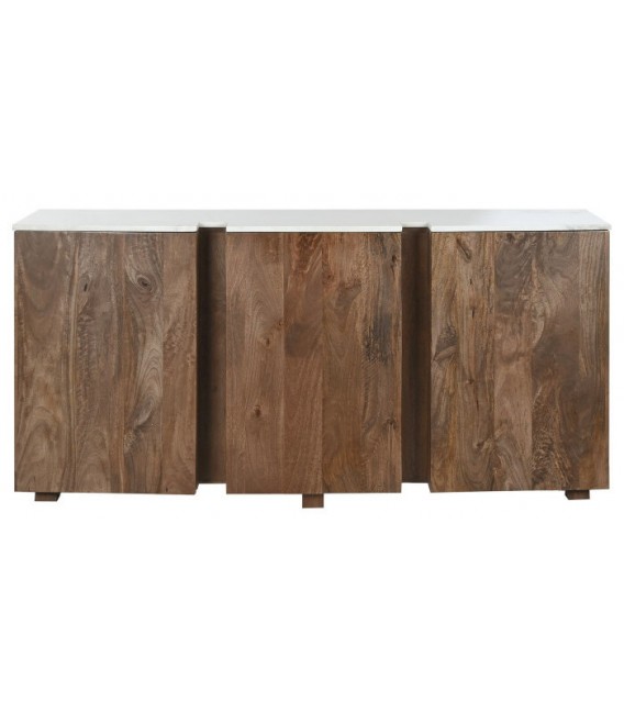 Aparador original madera de mango color nogal tapa en mármol blanco mdmhogar