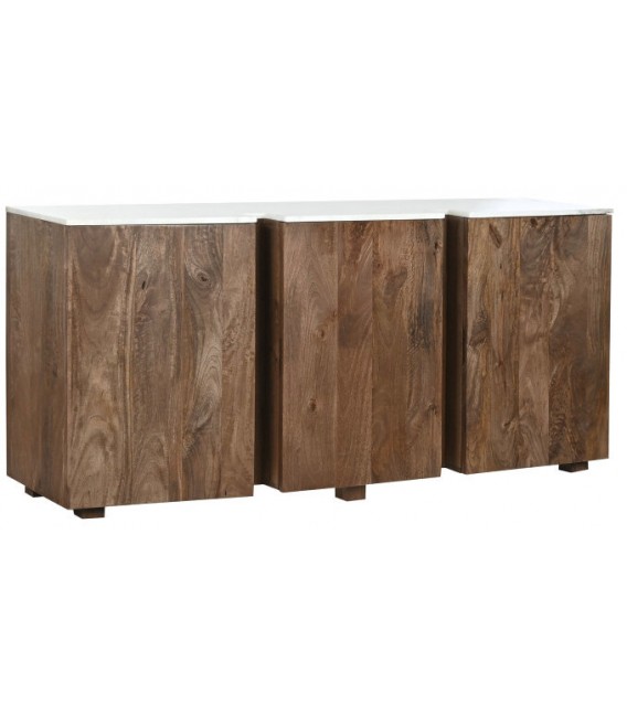 Aparador original madera de mango color nogal tapa en mármol blanco mdmhogar