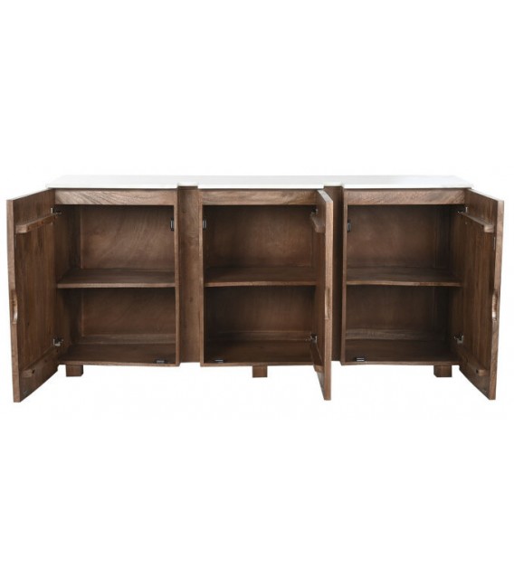 Aparador original madera de mango color nogal tapa en mármol blanco mdmhogar