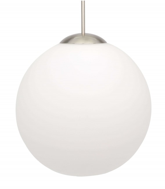 Lámpara de techo moderna esfera de cristal blanco metal plata mdmhogar