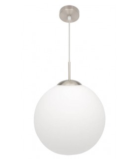 Lámpara de techo moderna esfera de cristal blanco metal plata mdmhogar