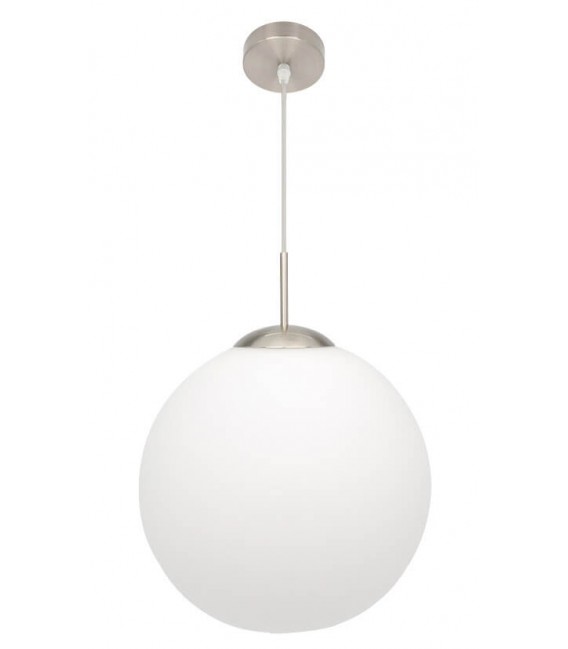 Lámpara de techo moderna esfera de cristal blanco metal plata mdmhogar