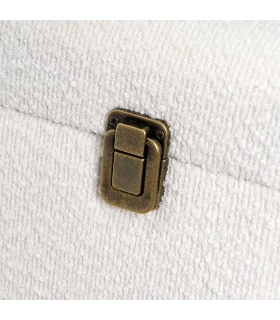 Banqueta  baúl tapizado en boucle blanco  patas en color cerezo mdmhogar