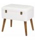 Banqueta  baúl tapizado en boucle blanco  patas en color cerezo mdmhogar