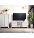 Mueble de TV alto madera mango detalles tallados blanco patinado mdmhogar