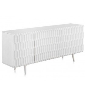 Aparador realizado en madera de mango tallada teñida en color blanco mdmhogar