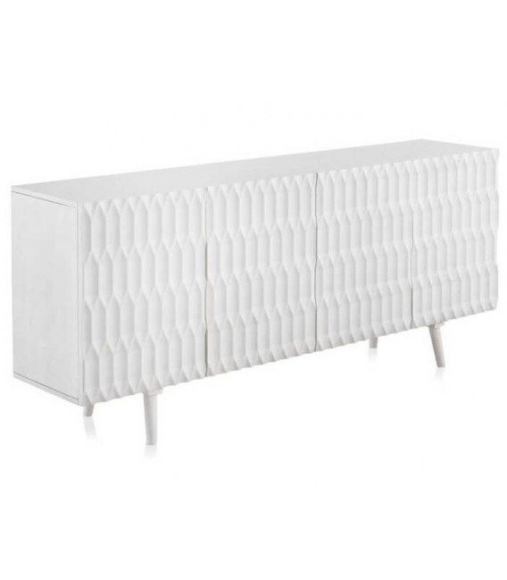 Aparador realizado en madera de mango tallada teñida en color blanco mdmhogar