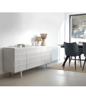 Aparador realizado en madera de mango tallada teñida en color blanco mdmhogar