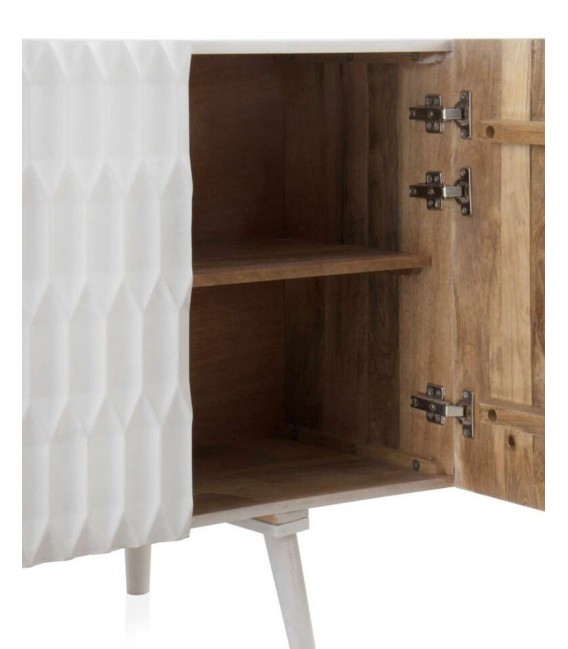 Aparador realizado en madera de mango tallada teñida en color blanco mdmhogar
