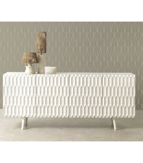 Aparador realizado en madera de mango tallada teñida en color blanco mdmhogar