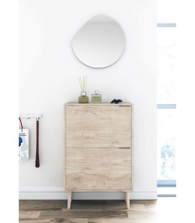 Mueble zapatero melamina imitación roble natural con patas madera mdmhogar