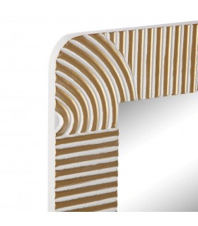 Espejo pared original estilo art decó madera blanco detalles en oro