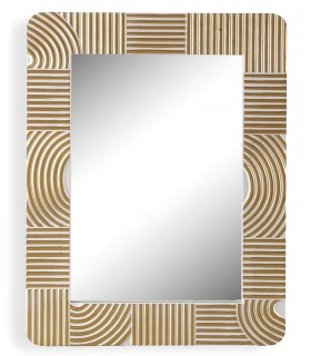 Espejo pared original estilo art decó madera blanco detalles en oro