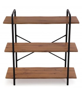 Librería estantería baja imitación roble tostado y metal negro mdmhogar