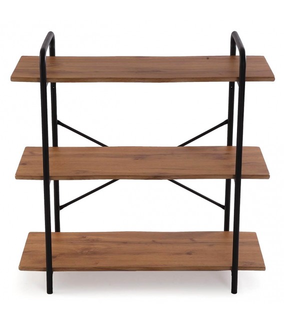 Librería estantería baja imitación roble tostado y metal negro mdmhogar