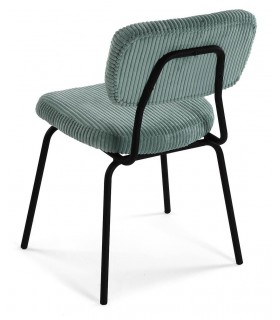 Silla de comedor muy cómoda metal negro pana color menta mdmhogar
