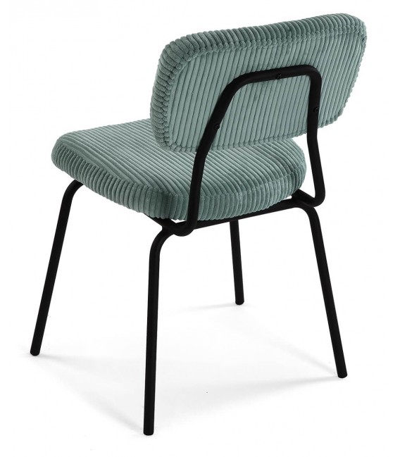 Silla de comedor muy cómoda metal negro pana color menta mdmhogar