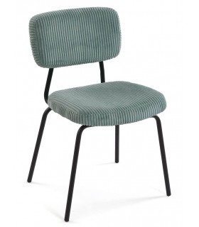 Silla de comedor muy cómoda metal negro pana color menta mdmhogar
