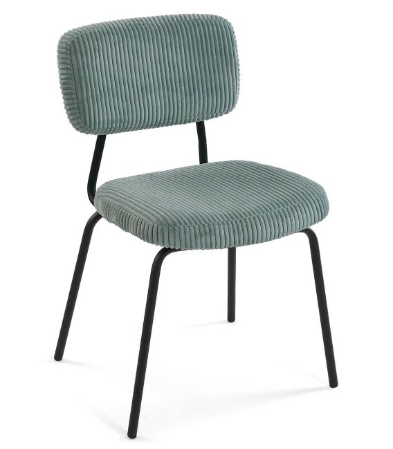 Silla de comedor muy cómoda metal negro pana color menta mdmhogar