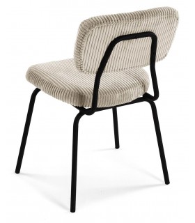 Silla de comedor muy cómoda metal negro pana color beige mdmhogar