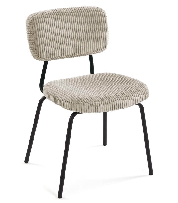 Silla de comedor muy cómoda metal negro pana color beige mdmhogar