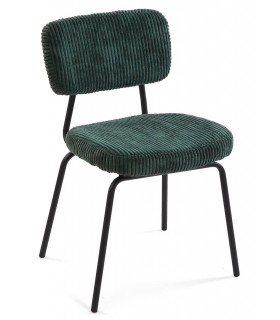 Silla de comedor muy cómoda metal negro pana color verde mdmhogar