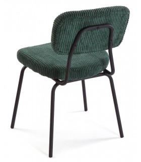 Silla de comedor muy cómoda metal negro pana color verde mdmhogar