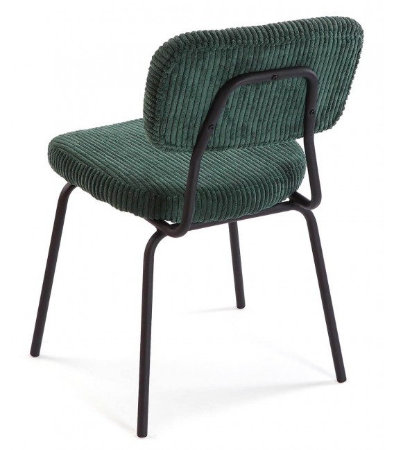 Silla de comedor muy cómoda metal negro pana color verde mdmhogar