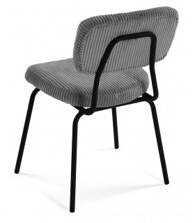 Silla de comedor muy cómoda metal negro pana color gris claro mdmhogar