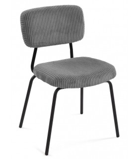 Silla de comedor muy cómoda metal negro pana color gris claro mdmhogar