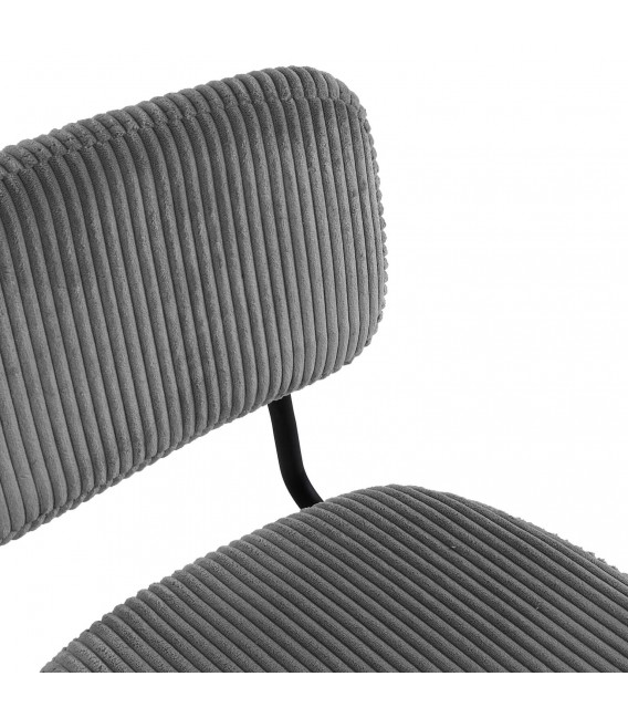 Silla de comedor muy cómoda metal negro pana color gris claro mdmhogar