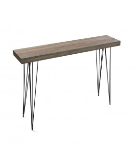 Consola entrada estilo industrial metal negro madera imitación roble mdmhogar