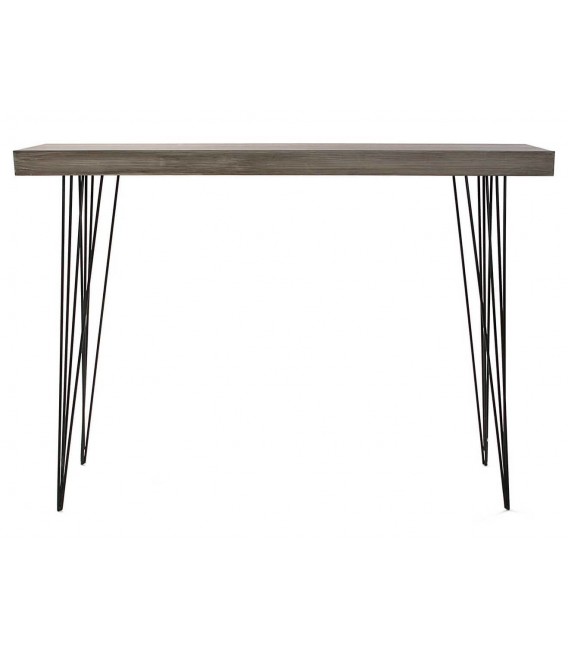 Consola entrada estilo industrial metal negro madera imitación roble mdmhogar