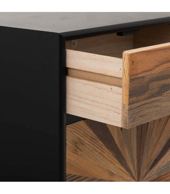 Mesita de noche con 1 cajón y 1 puerta industrial acabado vintage mdmhogar